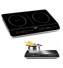 Piano Cottura Piastra a Induzione Doppia Portatile Fornello Elettrico 2 Fuochi