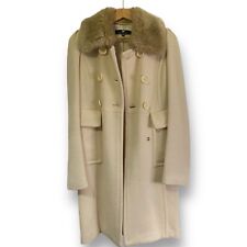 Elisabetta Franchi Beige Wool Coat with Faux Fur Collar (size 40)