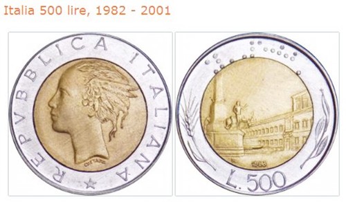 Repubblica italiana lire 500 - lire,
