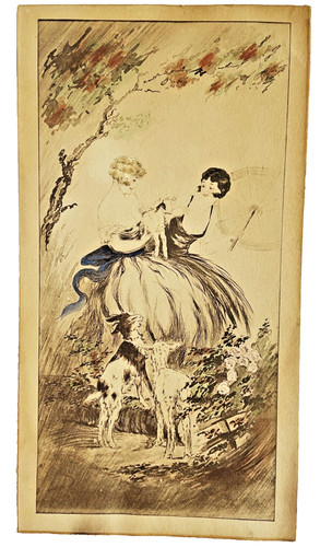 Incisione legno due donna - incisione,