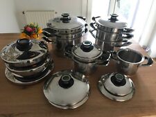 Set completo pentole AMC acciaio inox,coperchi c/termostato e per cottura veloce