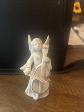 Porcelain White 5.25" Music Angel Playing Cello Bass 