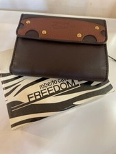 PORTAFOGLIO ROBERTO CAVALLI DONNA PORTA BANCONOTE VERA PELLE TESTA DI MORO