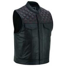 Gilet in pelle da moto motociclista moto rocker cappotto, biker custom gilet in pelle nuovo