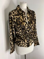 Camicia blusa Zara stampa animalier top M ottime condizioni aderente increspato scollo a V lusinghiera