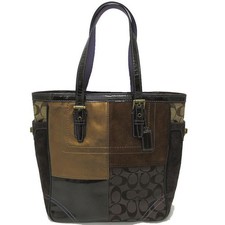 Borsa Coach vintage patchwork tracolla a mano marrone tela pelle dal Giappone