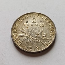 Moneta In Argento Repubblica Francese 2 Franchi 1918 Alta Qualita Lotto 1753