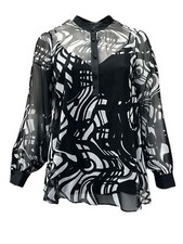 Camicia Nera Con Bottone A Bit Marina Rinaldi Donna NWT