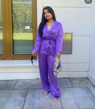 BNWT Zara Purple Satin Belted