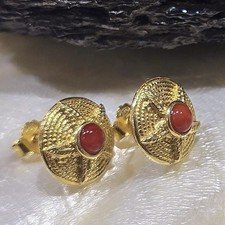 Orecchini Corallo Rosso Argento 925 Oro – Orecchini Bottone Artigianali Italia