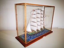 Modellino VELIERO Fatto a Mano TECA in Vetro / Legno - Artigianale Etnico Cubano