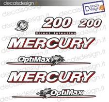 Adesivi motore marino fuoribordo mercury 200 optimax gommone barca stickers 