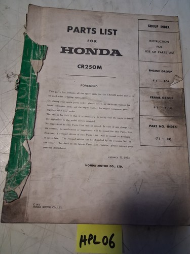 Honda cr250 elenco catalogo - honda,