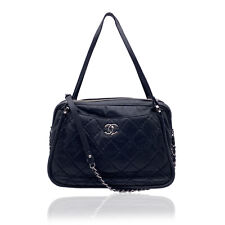 Autentica borsa a tracolla Chanel nera in pelle trapuntata relax CC fotocamera