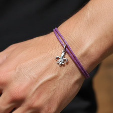 Bracciale della Fiorentina corda Viola Giglio Argento braccialetto Acciaio Uomo