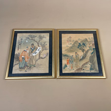 Set 2 quadri antichi dipinti a
