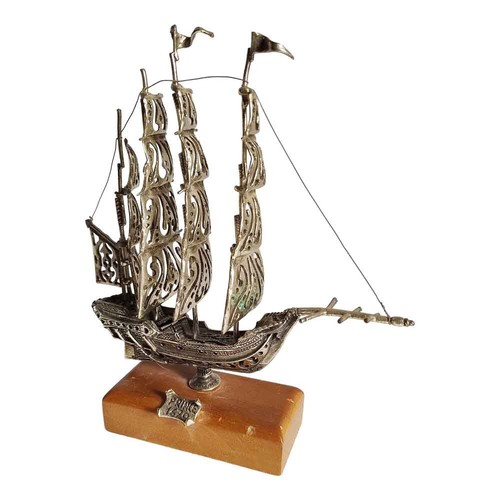 Scultura barca vela argento - barca,