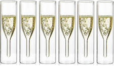 Bicchieri Flute Champagne in Cristallo a Doppia Parete, Classici Tulip Calice, B