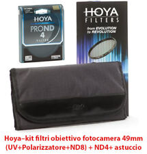 Hoya–kit filtri obiettivo fotocamera 49mm (UV+Polarizzatore+ND8) + ND4+ astuccio