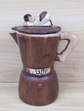 vecchia CAFFETTIERA NAPOLETANA MOKA IN CERAMICA PULCINELLA con coperchio vintage