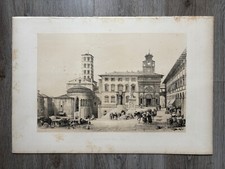 AREZZO Piazza Grande Pieve Santa Maria 1842 - Stampa Antica ORIGINALE Toscana
