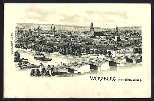 Würzburg panorama con - ak,