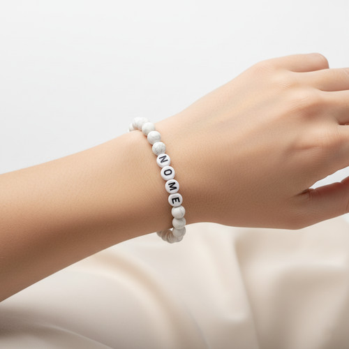 Bracciale bianco con nome - bracciale,