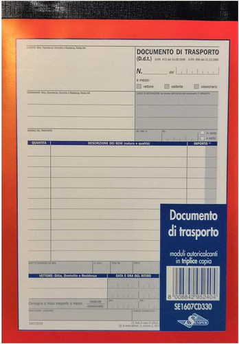 Blocco documenti trasporto - documenti, di