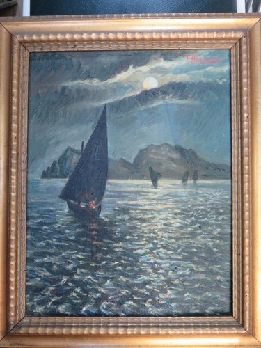 Vecchio quadro barca - barca, vela