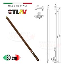 CATENACCIO A LEVA 80 cm BRONZATO A INCASSO X PORTA PORTONE LEGNO OTLAV ART.260