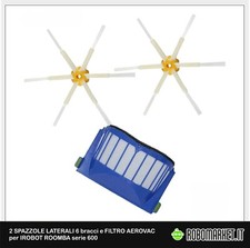 KIT RICAMBI FILTRI SPAZZOLE 6 BRACCIA PER IROBOT ROOMBA 615 616 620 621 625 630