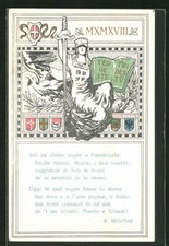 1918 TRIESTE POLA FIUME  VERSI di R. Murari - Cartolina ILLUSTRATA