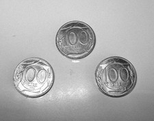 3 MONETE DA 100 LIRE MIGNON -