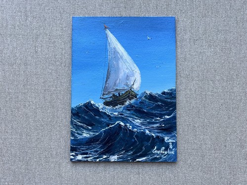 Dipinto olio barca vela - olio,