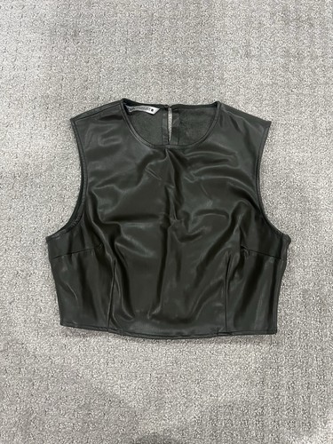 Zara top canotta - zara, ecopelle