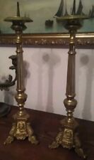 Coppia Candelabri antichi Sacri  candelieri torcieri Porta candele H 45 Cm