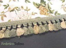 Frangia fioccata beige/verde manifattura SAN LEUCIO per tappezzerie prezzo al mt