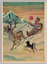 Cartolina Sami Renna Trainata