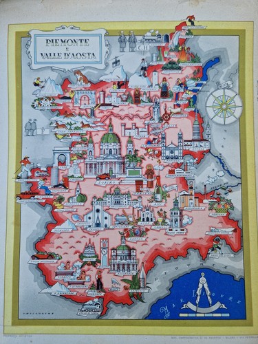 Vecchia cartina piemonte - vecchia,