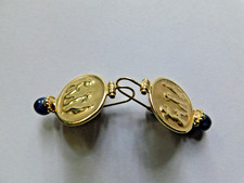 Orecchini in oro massiccio 14k con zaffiri revival etrusco design intaglio