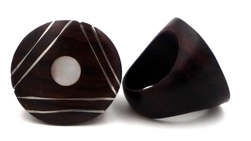 Bague ethnique bois - bague,