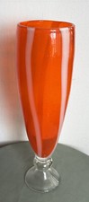 VASO IN VETRO DI MURANO VINTAGE DESIGN ARANCIO ANNI 60,GRANDI DIMENSIONI 49 CM