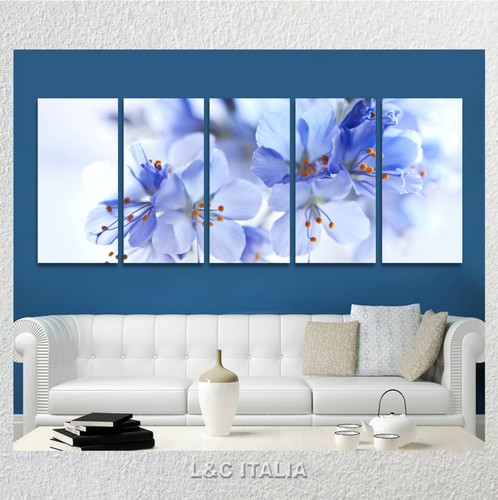 Blue flower quadro 190x70 - blue,