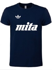 T-SHIRT MAGLIETTA RETRO VINTAGE COMO CALCIO SPONSOR " MITA "  BLU