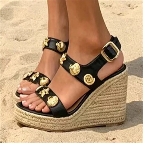 Sandali zeppa neri cm - 11,