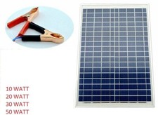 PANNELLO SOLARE FOTOVOLTAICO 10W 20W 30W 50W  CELLE SILICIO COMPLETO PINZE BATTE