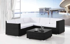 Divano salotto rattan 8 posti set tavolo poltrona giardino esterno cuscini|gfs