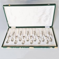 Posate antiche in argento 800 -forchette e coltelli- in Stile Barocco