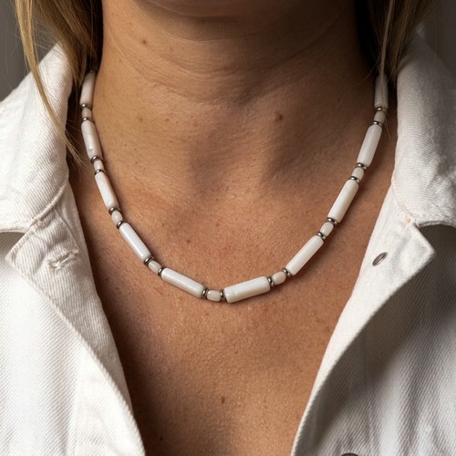 Collana vintage vetro latteo - vetro,