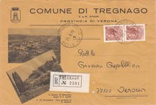 BUSTA INTESTATA COMUNE DI TREGNANO   VERONA  VEDUTE..RACCOMANDATA